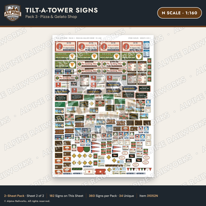 Alpine Railworks 31052N N Scale Roadside Signs - Leaning Tower