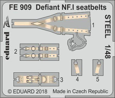 Eduard FE909 1/48 Defiant NF.I Seatbelts Steel for Airfix