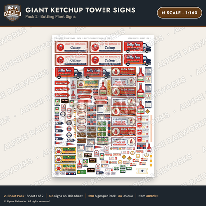 Alpine Railworks 30925N N Scale Roadside Signs - Ketchup Bottle Tower