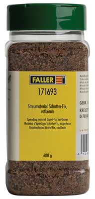 Faller 171693 HO Scale Crushed Stone Ballast with Adhesive -- Red-Brown 21.2oz
