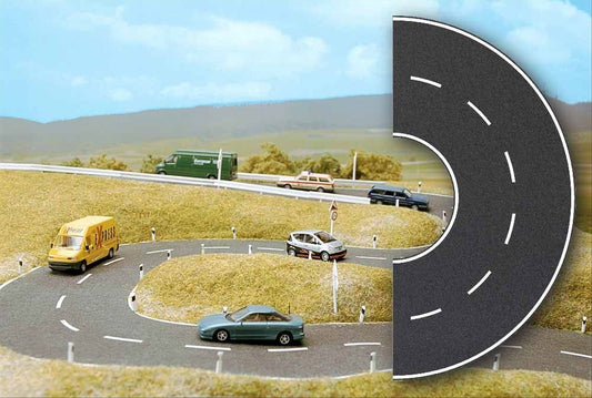 Busch 7098 HO Scale Self-Adhesive Asphalt Road Curve