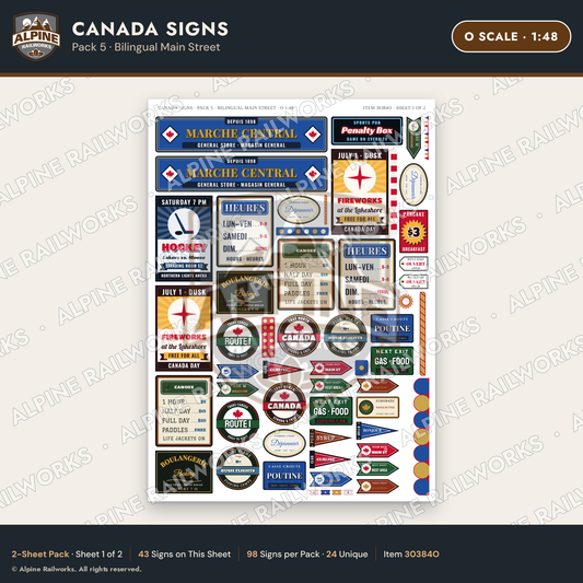 Alpine Railworks 30384O O Scale Canada Signs - Bilingual Main Street