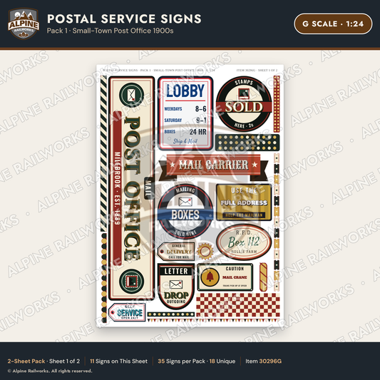 Alpine Railworks 30296G G Scale Postal Service Signs