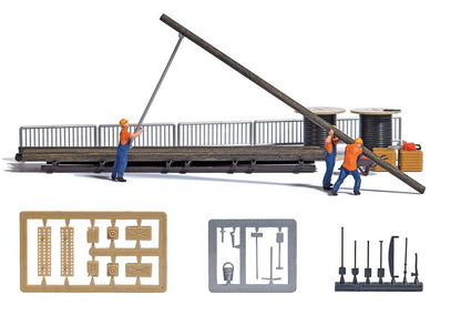 Busch 7835 HO Scale Installing Power Poles with 3 Figures Miniature Scene