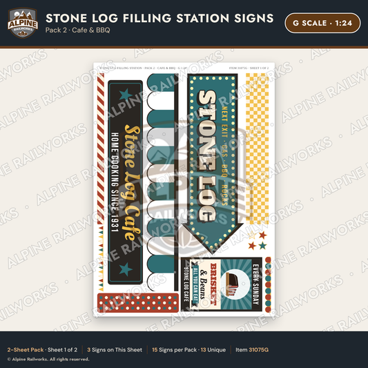 Alpine Railworks 31075G G Scale Roadside Signs - Petrified Wood