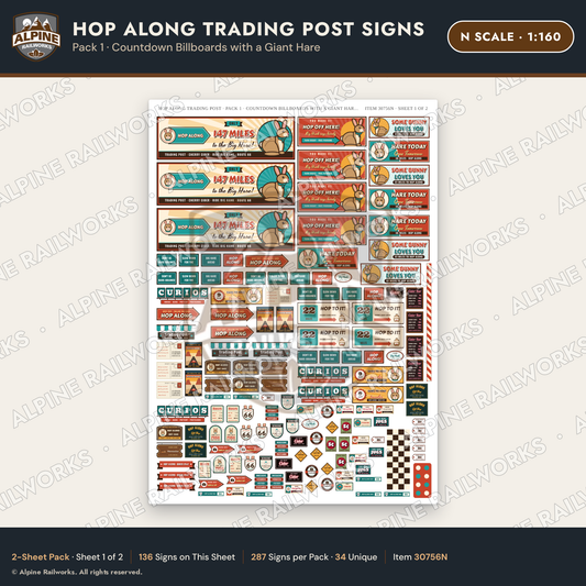 Alpine Railworks 30756N N Scale Roadside Signs - Trading Post