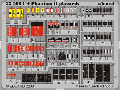 Eduard 32509 1/32 F-4 Placards (Pre-Painted)