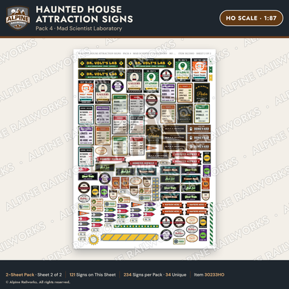 Alpine Railworks 30233HO HO Scale Haunted House Attraction Signs