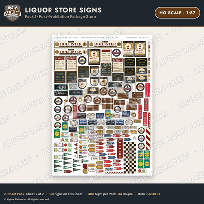 Alpine Railworks 30290HO HO Scale Liquor Store Signs