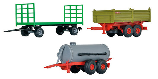 Kibri 10908 1/87 Farming Trailer 3-Piece Plastic Model Kit Set