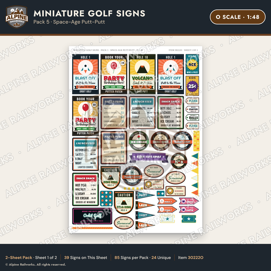 Alpine Railworks 30222O O Scale Miniature Golf Signs