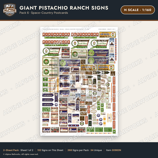 Alpine Railworks 30983N N Scale Roadside Signs - Giant Pistachio