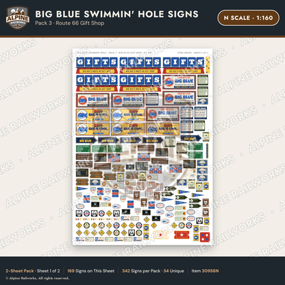Alpine Railworks 30956N N Scale Roadside Attraction Signs - Blue Whale