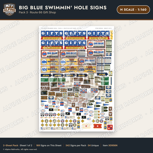 Alpine Railworks 30956N N Scale Roadside Attraction Signs - Blue Whale