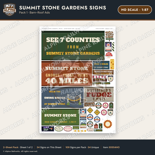 Alpine Railworks 30554HO HO Scale Roadside Signs - Rock Garden