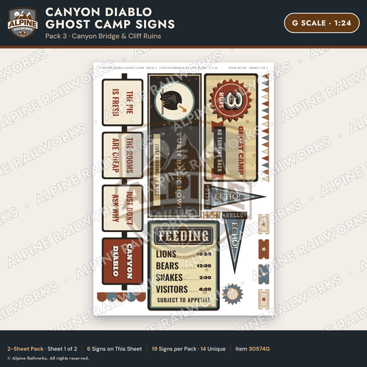 Alpine Railworks 30574G G Scale Roadside Signs - Desert Ghost Town