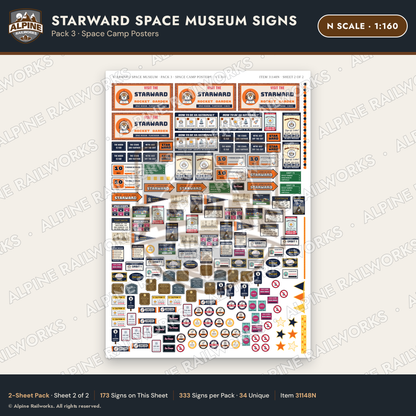Alpine Railworks 31148N N Scale Roadside Signs - Space Museum