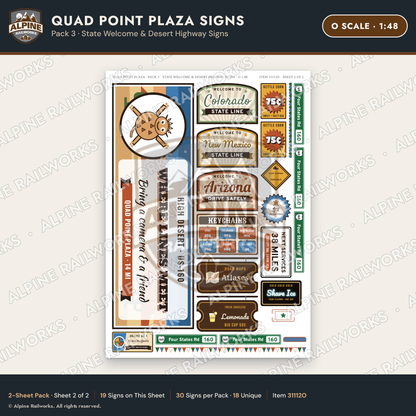 Alpine Railworks 31112O O Scale Roadside Signs - Four Corners