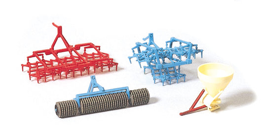 Preiser 17919 HO Scale Harrow, Roller & Manure Spreader Kit