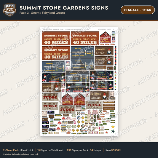 Alpine Railworks 30556N N Scale Roadside Signs - Rock Garden