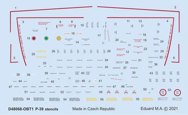 Eduard D48068 1/48 Decal P-39 Stencils for Eduard
