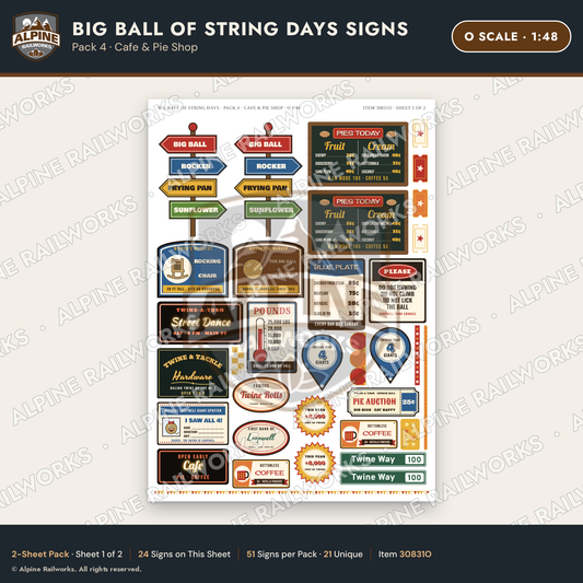 Alpine Railworks 30831O O Scale Roadside Signs - Giant Ball of Twine