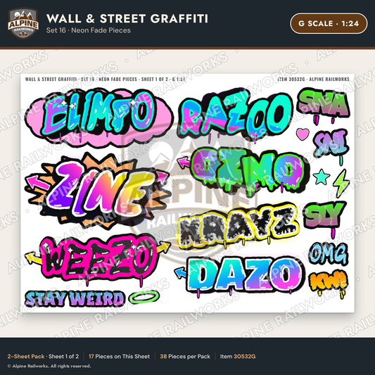 Alpine Railworks 30532G G Scale Wall & Street Graffiti Cut-Outs