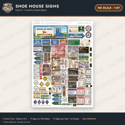 Alpine Railworks 30904HO HO Scale Roadside Signs - Shoe House
