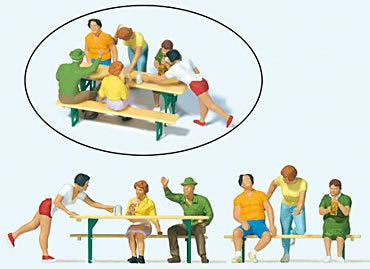 Preiser 10702 HO Scale In the Beer Garden Set #2 pkg(6)