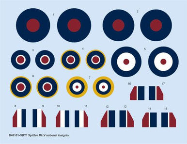 Eduard D48101 1/48 Decal Spitfire Mk.V National Insignia for Eduard