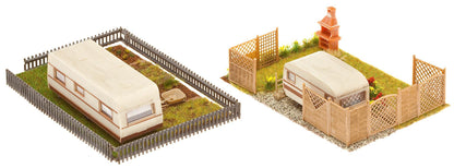 Faller 180495 HO Scale 2 Allotments with Caravan Model Kit