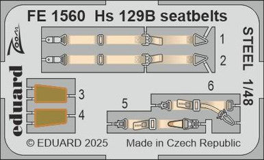 Eduard FE1560 1/48 HS 129B Seatbelts STEEL Zoom Set for TAKOM