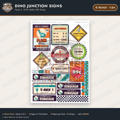 Alpine Railworks 30812G G Scale Roadside Signs - Giant Dinosaurs