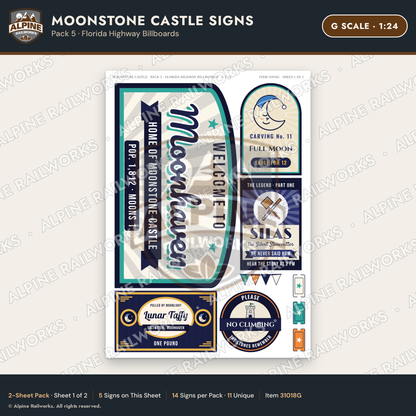 Alpine Railworks 31018G G Scale Roadside Signs - Stone Castle
