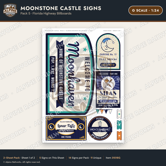 Alpine Railworks 31018G G Scale Roadside Signs - Stone Castle