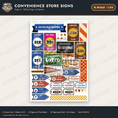 Alpine Railworks 30501G G Scale Convenience Store Signs