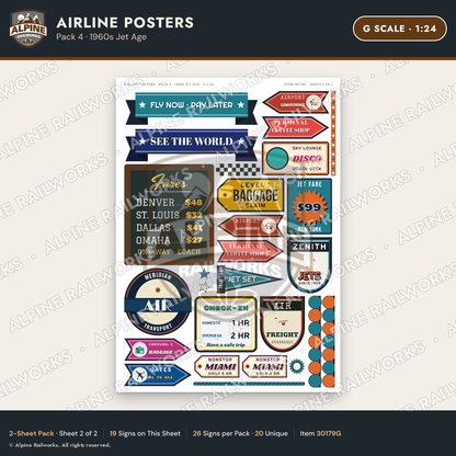 Alpine Railworks 30179G G Scale Airline Posters - 1960s Jet Age