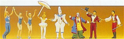 Preiser 20254 HO Scale Circus Figures Ring Master, Clowns (2), Animal