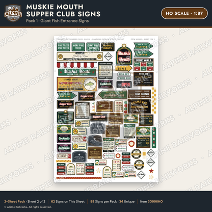 Alpine Railworks 30996HO HO Scale Roadside Signs - Giant Fish