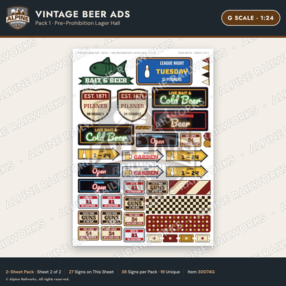 Alpine Railworks 30074G G Scale Vintage Beer Ads