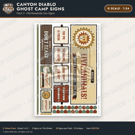 Alpine Railworks 30573G G Scale Roadside Signs - Desert Ghost Town