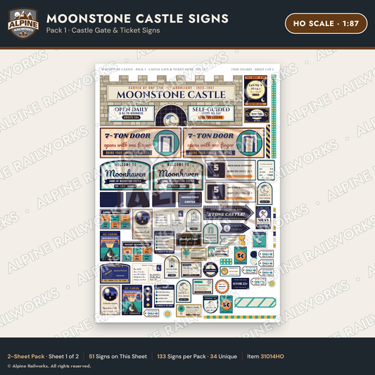 Alpine Railworks 31014HO HO Scale Roadside Signs - Stone Castle