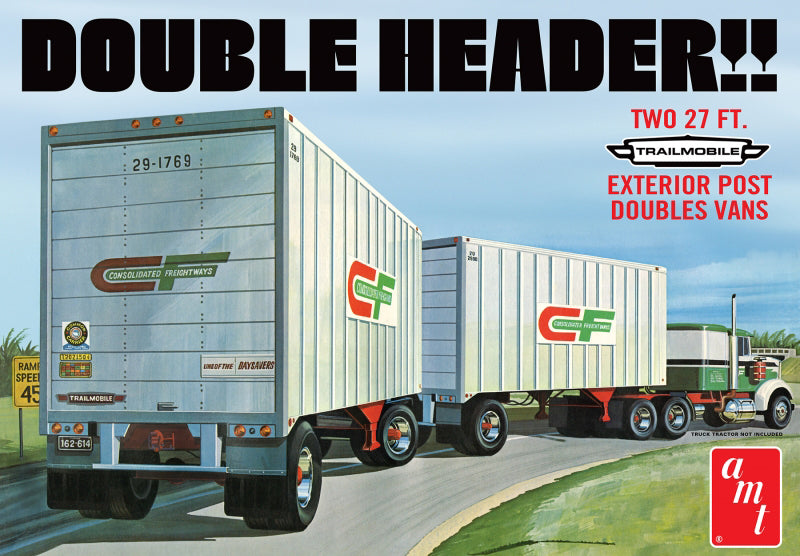 AMT 1132 1/25 Double Header Tandem Van Trailers Model Kit