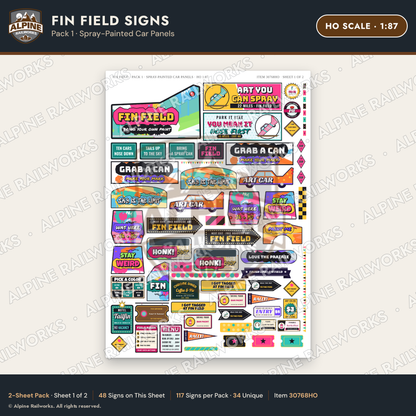Alpine Railworks 30768HO HO Scale Roadside Signs - Buried Car Art
