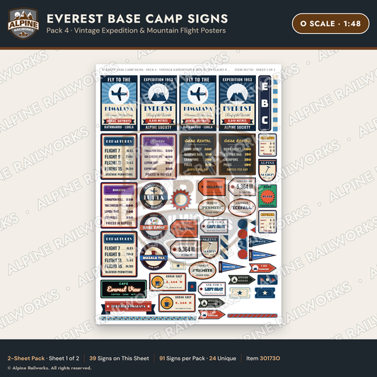 Alpine Railworks 30173O O Scale Everest Base Camp Signs - Expedition