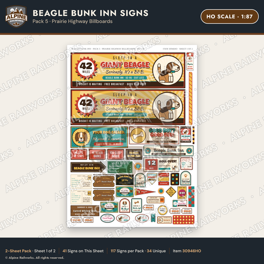 Alpine Railworks 30946HO HO Scale Roadside Signs - Dog-Shaped Inn