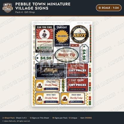 Alpine Railworks 31059G G Scale Roadside Signs - Miniature Village