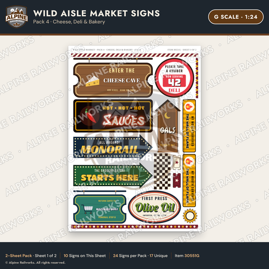 Alpine Railworks 30551G G Scale Roadside Signs - Jungle Grocery Store