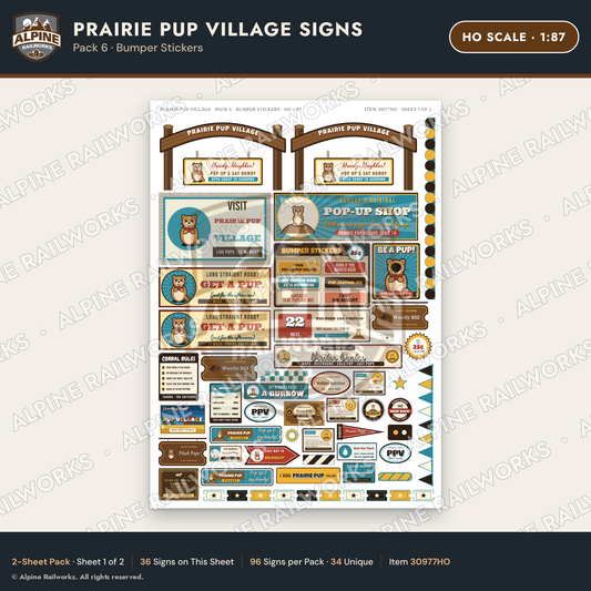 Alpine Railworks 30977HO HO Scale Roadside Signs - Prairie Dog Town