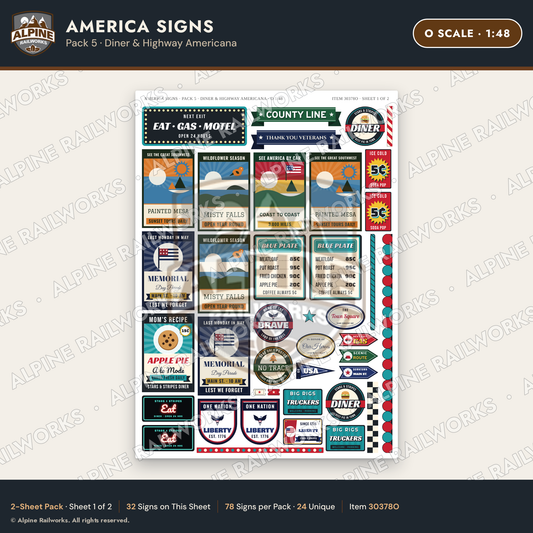 Alpine Railworks 30378O O Scale America Signs - Diner